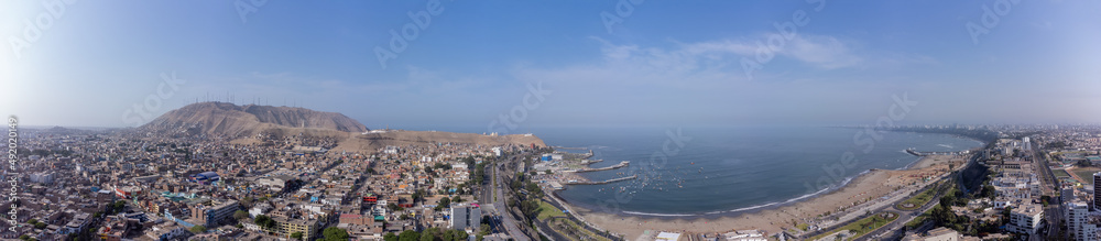 Aerial view of the Chorrillos boardwalk in Lima