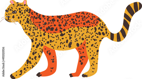 Spotted Cheetah as Wild Cat and African Predator Animal Living in Savannah