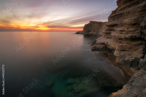 Punta Galera sunset with red sky , Ibiza