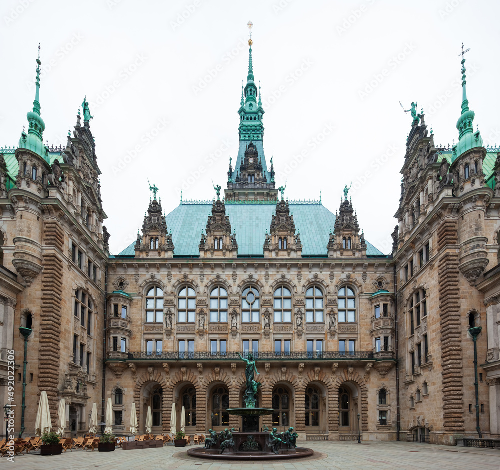 The magnificent inner courtyard of Hamburg City Hall