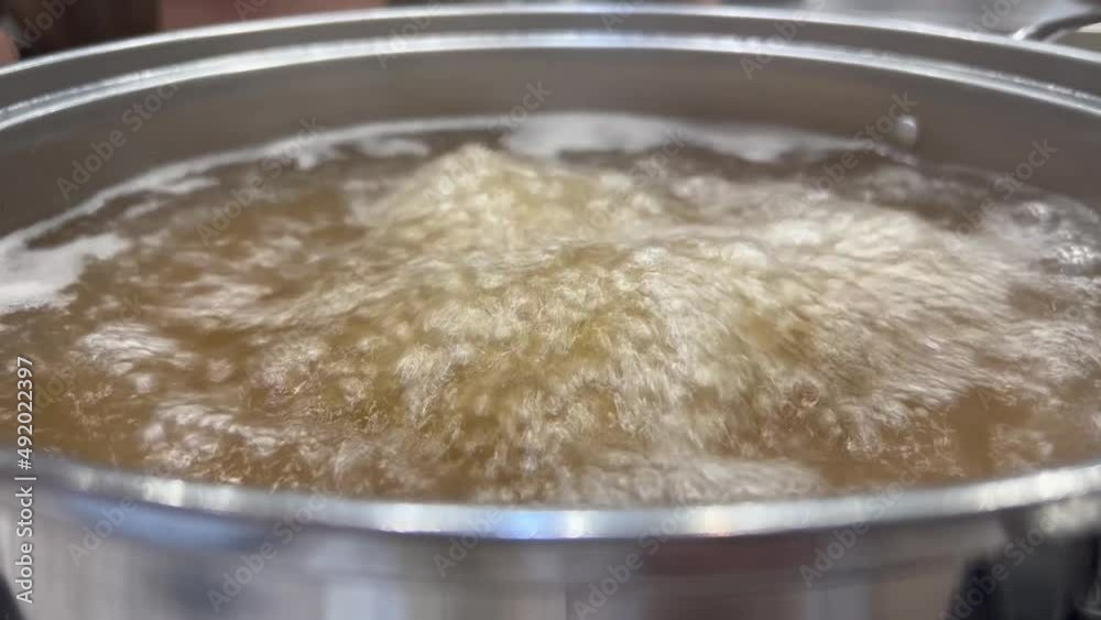 Video Boiling water in a pot. Asia food and Street food or cooking Video Boiling water in a pot. Asia food and Street food or cooking