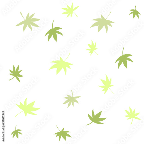 Fototapeta Naklejka Na Ścianę i Meble -  Seamless pattern with fallen leaves. Green leaves. Simple.