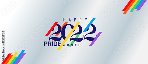 Happy LGBTQ 2022. Pride symbol. Banner rainbow color for LGBTQ. Pride logo flag representing LGBT pride. Vector illustration Happy pride month june. Isolated on white background.