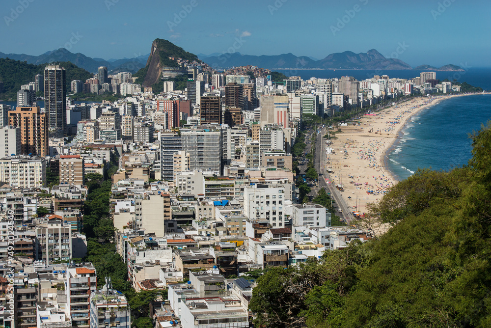 Aerial View of Ipanema and Leblon Neighborhoods and the Beach in Rio de Janeiro, Brazil