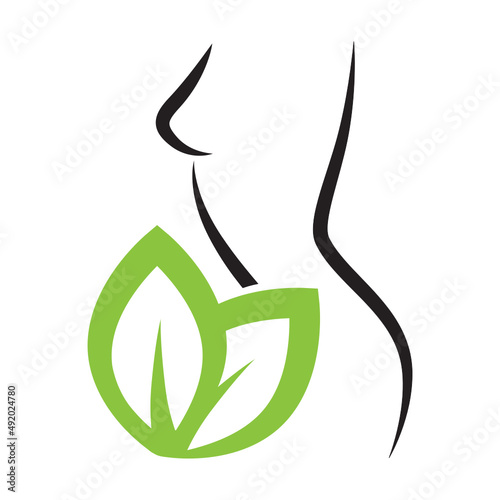woman body with leaves