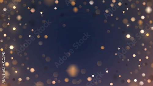 Dark background with a frame of golden hexagonal sparkles