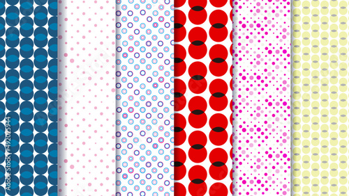 Polka dots, dotted pattern set. Colorful repeatable patterns