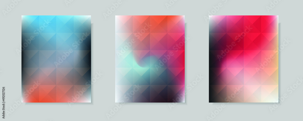 collection of abstract colorful gradient vector cover backgrounds. Triangle pattern design with crystal shape style. for business brochure backgrounds, cards, wallpapers, posters and graphic