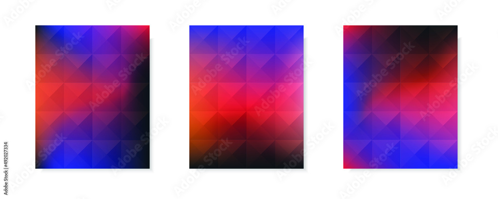 collection of abstract  multicolor gradient vector cover backgrounds. Triangle pattern design with crystal shape style. for business brochure backgrounds, cards, wallpapers, posters and graphic