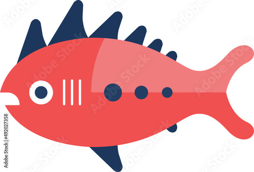 Bright Rockfish as Seafood and Aquatic Species Depicted in Flat Style