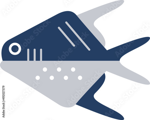 Bright Permit Fish as Seafood and Aquatic Species Depicted in Flat Style