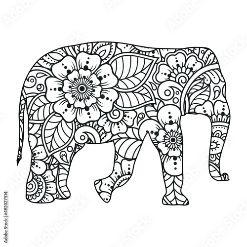 Photography Elephant mandala coloring page for kids