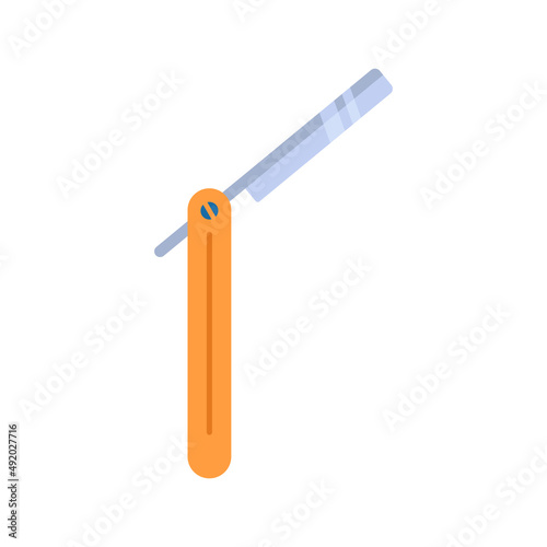 Shaving razor mockup set. Vector realistic illustration of straight razor with brown handle and color wet shave razors for men
