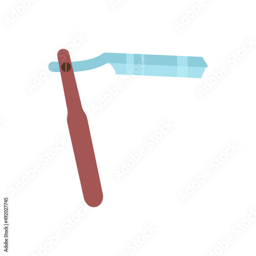 Shaving razor mockup set. Vector realistic illustration of straight razor with brown handle and color wet shave razors for men