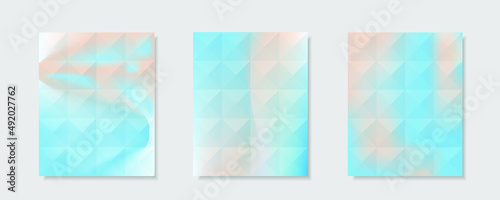 collection of abstract purple orange color gradient vector cover backgrounds. Triangle pattern design with crystal shape style. for business brochure backgrounds, cards, wallpapers, posters .