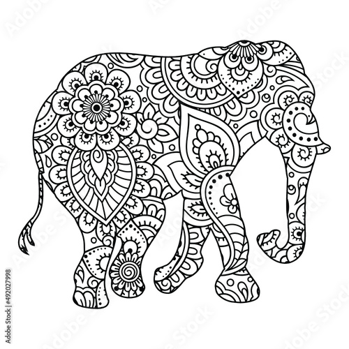 Fototapeta Naklejka Na Ścianę i Meble -  Elephant mandala coloring page for kids