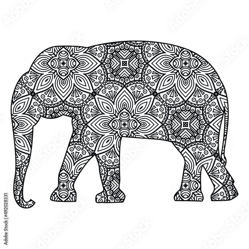 Fototapeta Naklejka Na Ścianę i Meble -  Elephant mandala coloring page for kids