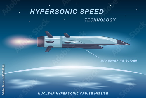 rocket hypersonic speed flight glider realistic cartoon background photo
