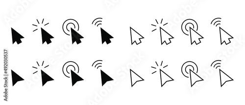 Click icon set. Arrow cursor. Mouse click cursor. Mouse pointer. Modern vector icons isolated on white background.
