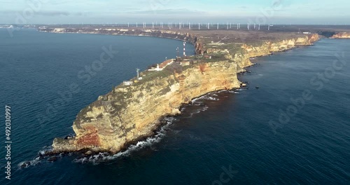 Aerial view of Kaliakra Cape, Bulgaria, Black Sea. Kaliakra is a nature reserve. It sits on the Via Pontica, a major bird migration route from Africa into Eastern and Northern Europe. photo
