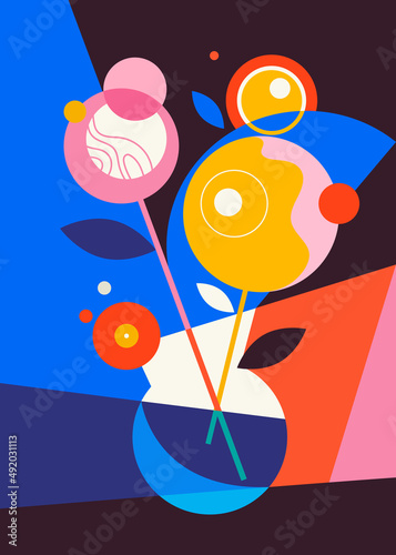 Creative still life. Poster in abstract style.