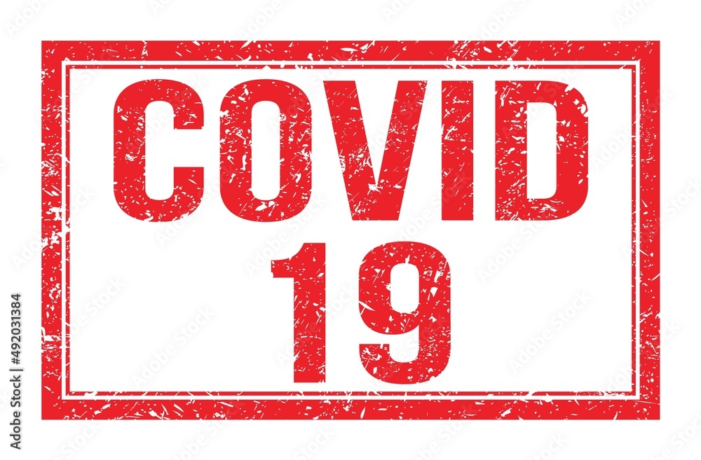 COVID 19, words on red rectangle stamp sign COVID 19, words on red rectangle stamp sign