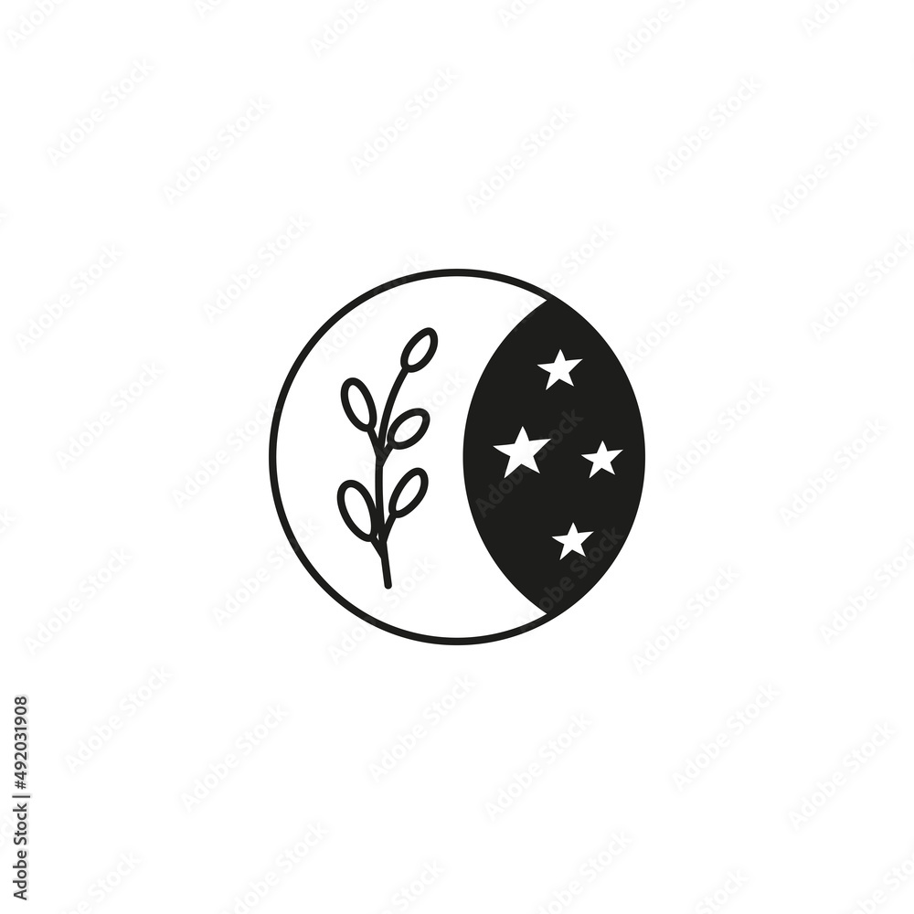 Hand drawn black celestial bohemian moon icon. Hand drawn black celestial bohemian moon icon.