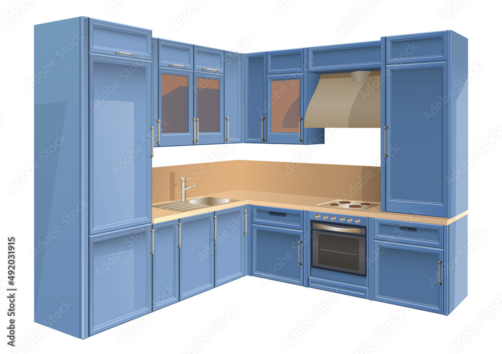 Blue kitchen isolated on white Blue kitchen isolated on white