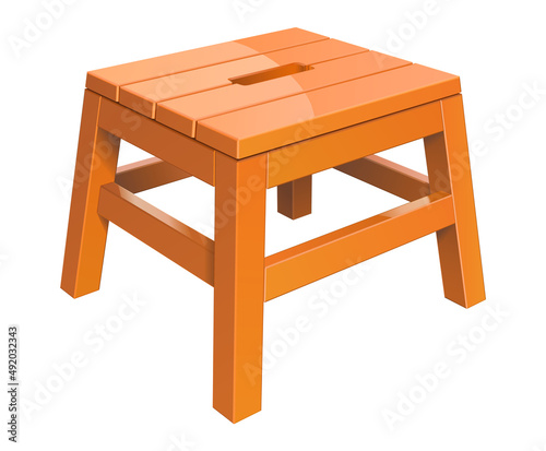 Wooden Brown - orange stool