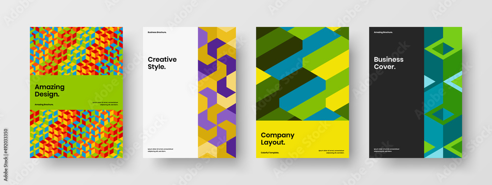 Original catalog cover A4 vector design illustration set. Creative mosaic tiles corporate identity template bundle. Original catalog cover A4 vector design illustration set. Creative mosaic tiles corporate identity template bundle.