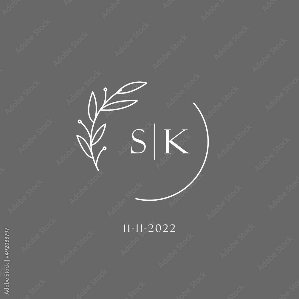 Letter SK wedding monogram logo design ideas Stock Vector | Adobe Stock