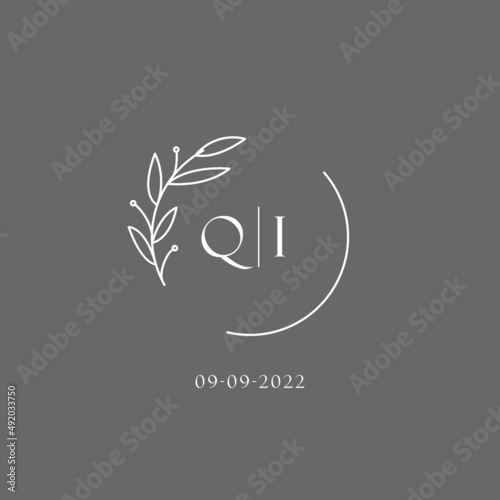 Letter QI wedding monogram logo design ideas
