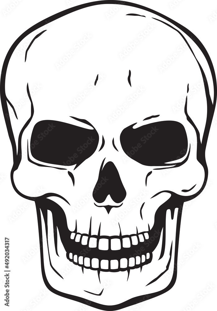 Human skull black and white. Vector illustration. Human skull black and white. Vector illustration.