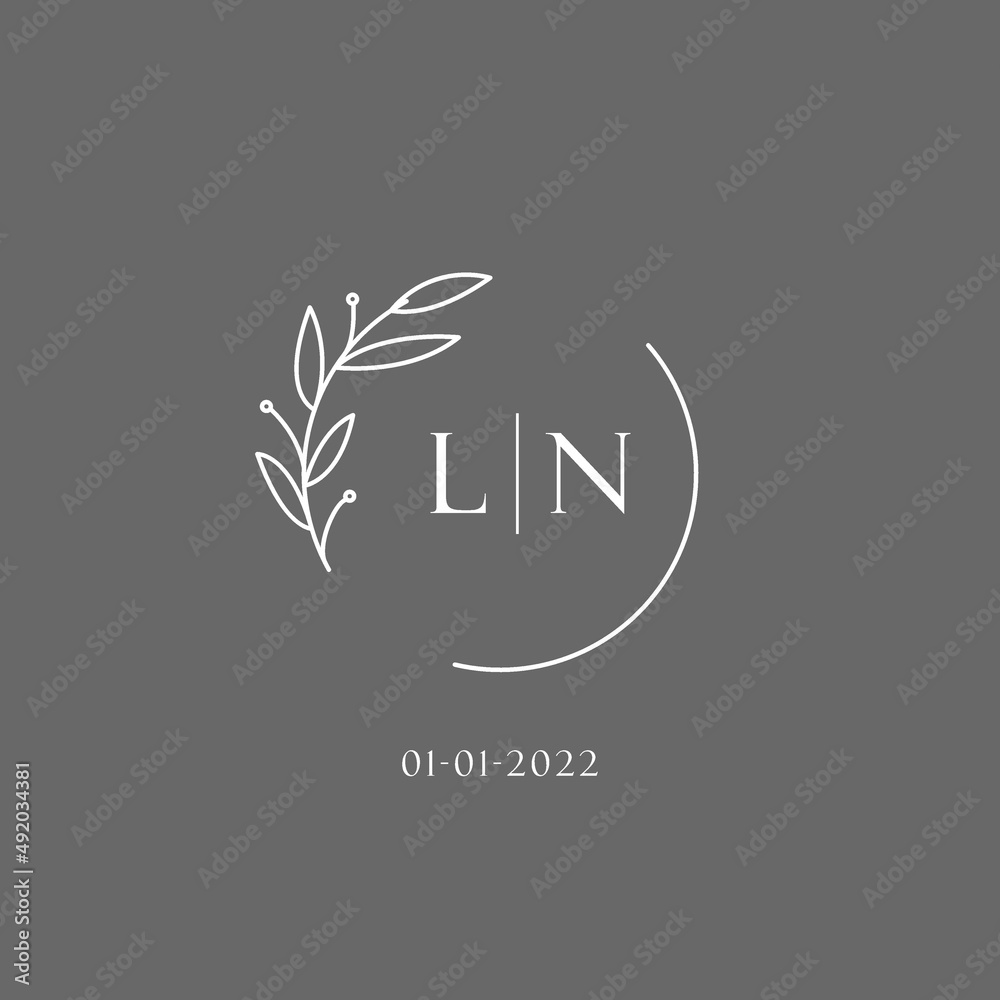 Letter LN wedding monogram logo design ideas Stock Vector | Adobe Stock