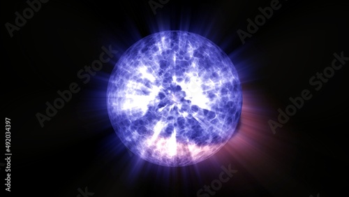 Blue radiant sphere. Abstract background, blue soft motion flowing animation on black background