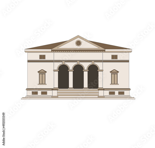 DRAWING OF HISTORICAL BUILDINGS OF VENICE, ANCIENT ITALIAN ARCHITECTURE IN GOTHIC AND NEOCLASSIC STYLE