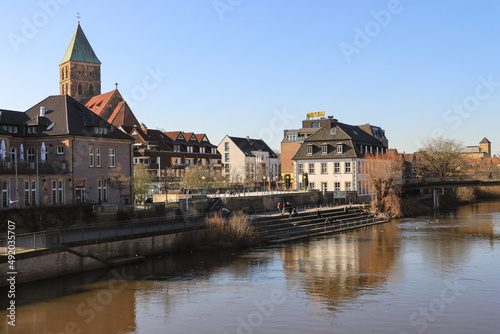 Rheine; Altstadtufer von der Emsbrücke