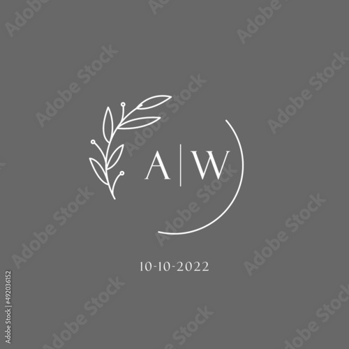 Letter AW wedding monogram logo design ideas