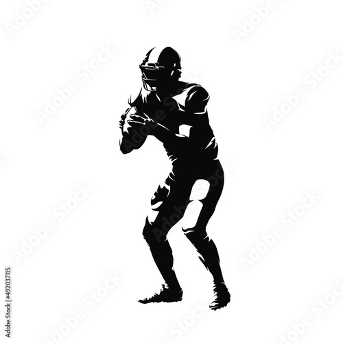Football player, isolated vector silhouette, ink football logo