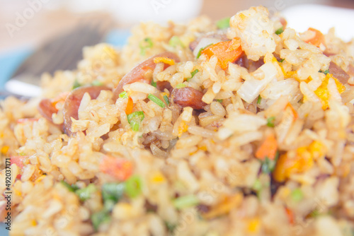 Fried rice with sausage