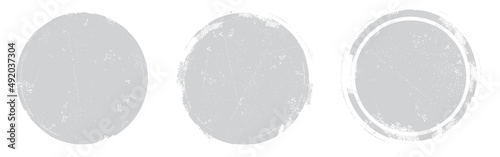Circle grunge stamp set. Round vector isolated on white background. Gray stamp vector. Collection for grunge badge, seal, ink and stamp design template. Round grunge hand drawn circle shape, vector