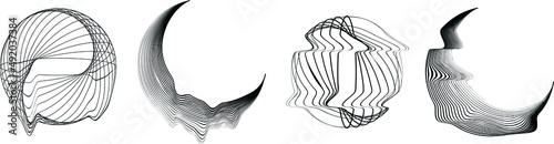 Glitch distorted geometric shape . Minimal art design . Destroyed melting logo . Trendy defect error shapes . Moon .Glitched design element .Broken effect .vector 