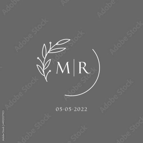 Letter MR wedding monogram logo design ideas