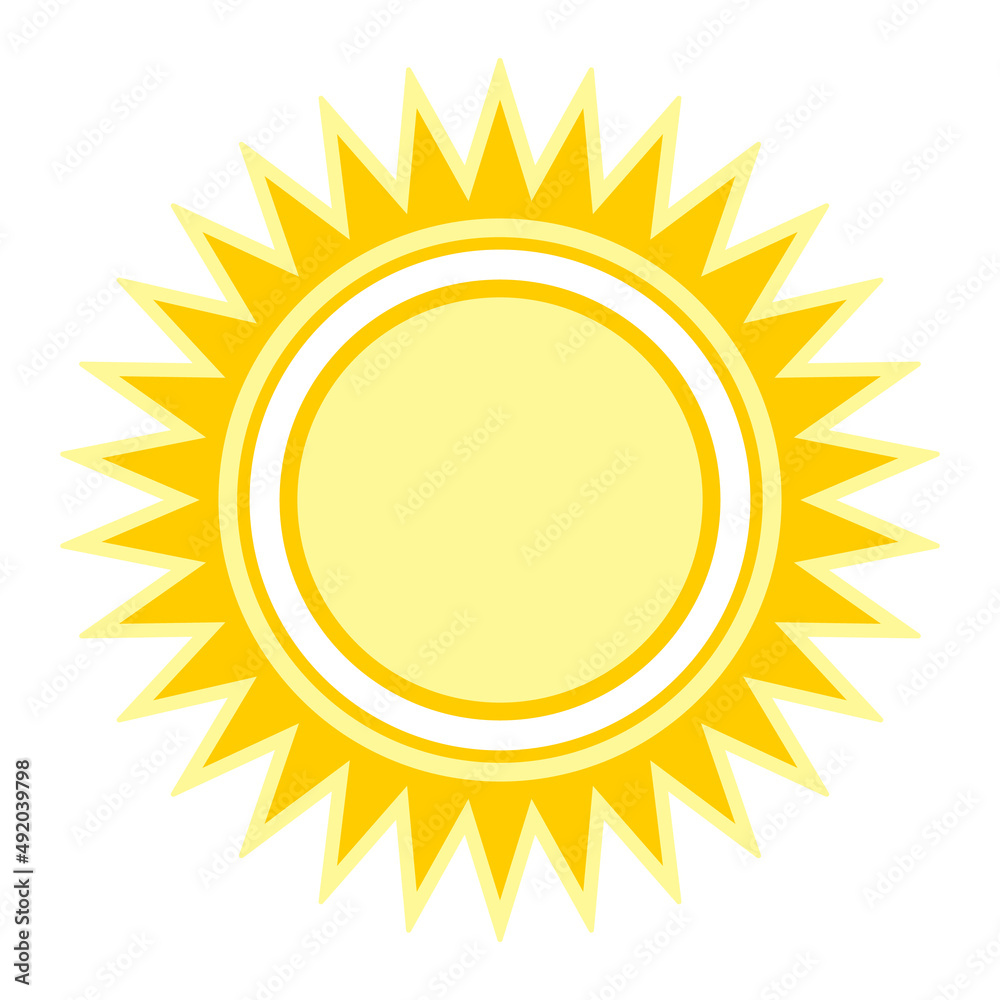 yellow sun flat cartoon isolated white background yellow sun flat cartoon isolated white background