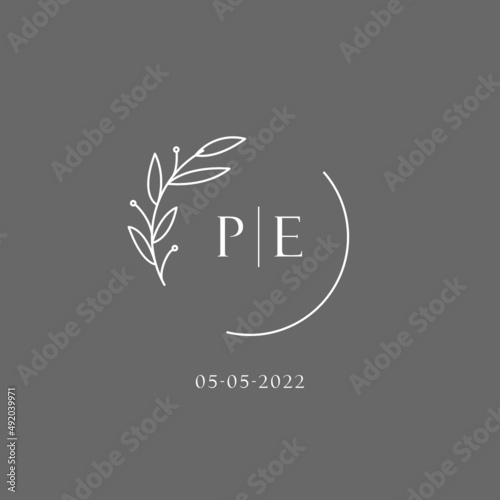 Letter PE wedding monogram logo design ideas