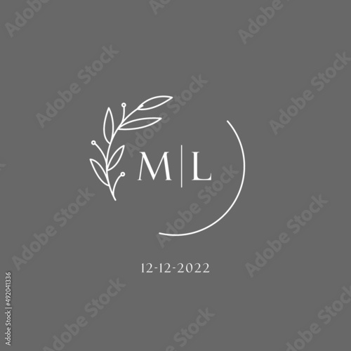 Letter ML wedding monogram logo design ideas