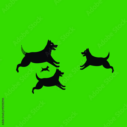 four dog vector logo