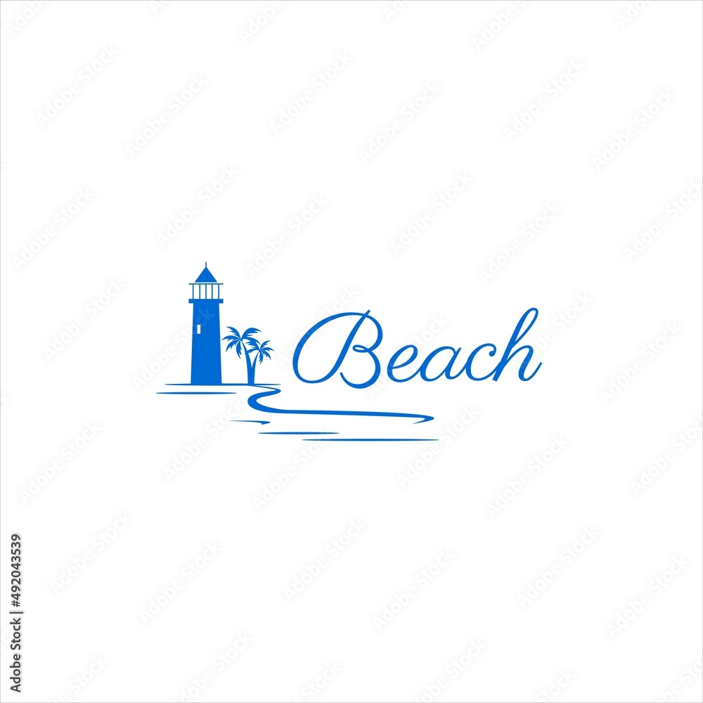 lighthouse on the beach vector illustration