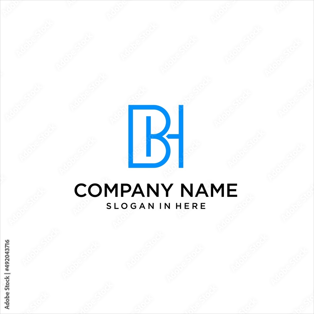 simple line letter BH logo design