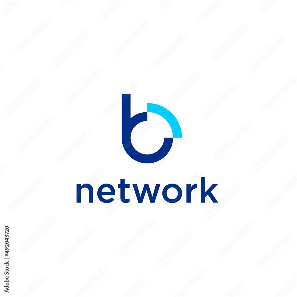 initial b letter network logo design